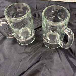 Set of 2 Heavy Beer Glass / Stein - over 2 lb each -  Dimples - Vintage